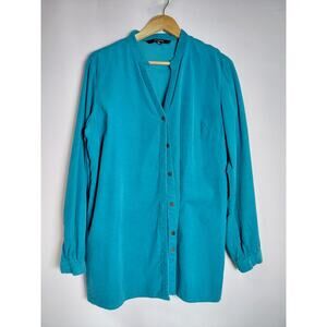 Chadwicks Cotton Blouse Teal Solid Knit Size XL